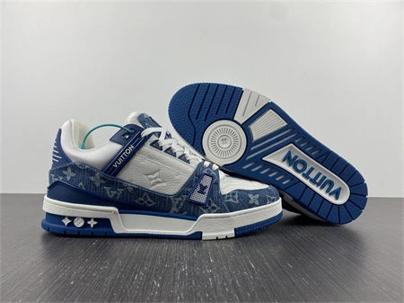Luis Vitton LV Trainer Monogram Denim White Blue 1A9JGN GoodFit 1641