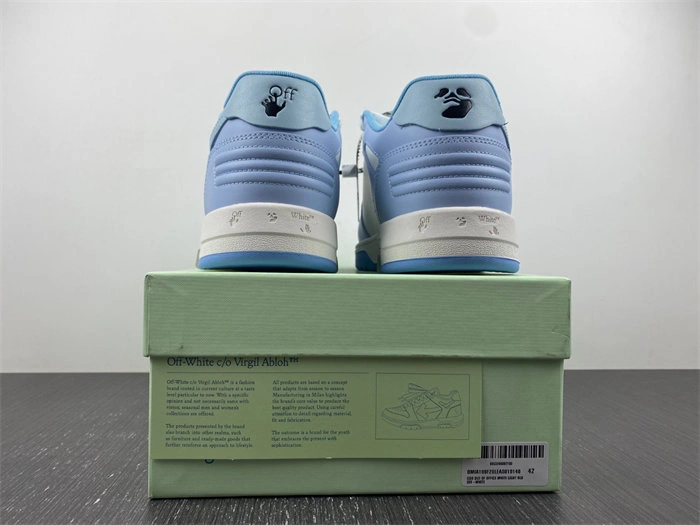 OFF-WHITE OOO Low Out Of Office Calf Leather White Light Blue OMIA189F20LEA Affordable 3111